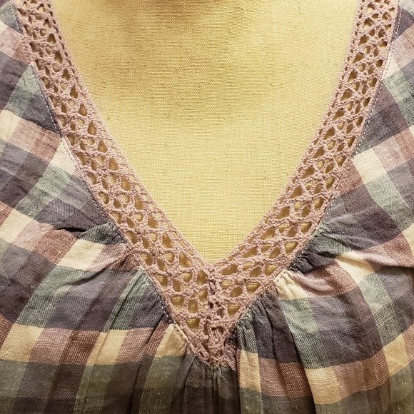 Chico's linen tunic in blue, white & lilac - sz 2 - Picture 2 of 8